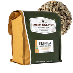 Fresh Roasted Coffee front packaging showing 5 lb bag and benefits