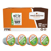 Fresh Roasted Coffee front packaging showing 96-count half-caf variety pack for easy selection