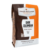 Fresh Roasted Coffee front packaging shows 2 lb bag and kosher seal, clear branding benefit