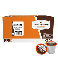 Fresh Roasted Coffee front packaging showing 96-count and benefits