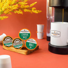 Fresh Roasted Coffee label detail with USDA Organic and Kosher marks for trust