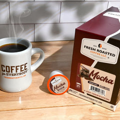 Fresh Roasted Coffee pod brewing in Keurig machine showing quick convenience