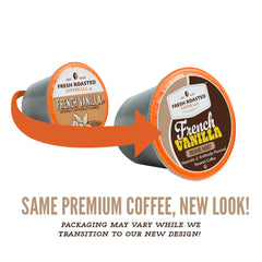 Fresh Roasted Coffee pod close-up foil seal highlighting freshness preservation
