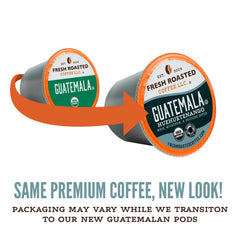Fresh Roasted Coffee close-up of single K-Cup pod highlighting pod design and convenience