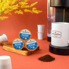 Fresh Roasted Coffee pod placed in Keurig brewer demonstrating easy compatibility