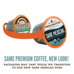 Fresh Roasted Coffee inside-view of pod filter and coffee grounds for quality inspection