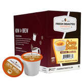 Fresh Roasted Coffee front packaging showing 24-count pods and flavor label, brand clarity and convenience