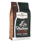 Fresh Roasted Coffee front packaging showing 5 lb bag and label benefit freshness