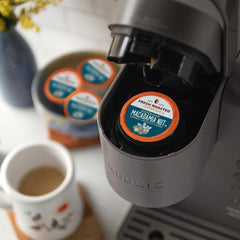 Top view of Fresh Roasted Coffee pod foil seal demonstrating freshness protection