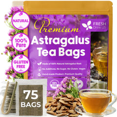 FRESHDRINKUS front packaging showing 75 tea bags and product name, clear benefits