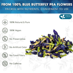 FRESHDRINKUS brewed blue tea in cup illustrating vivid natural color