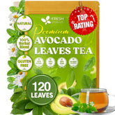 FreshDrinkUS front packaging displaying 120 dried avocado leaves and product name