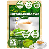 FRESHDRINKUS front packaging showing whole soursop leaves and branding, clear benefit: full-leaf freshness