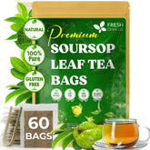 FRESHDRINKUS front packaging showing 60 soursop tea bags and benefits