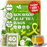 freshdrinkus front packaging showing 40 soursop tea bags and label benefit pure ingredients