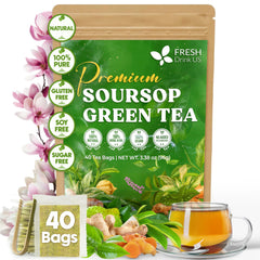 FRESHDRINKUS front packaging showing 40 biodegradable tea bags and product benefits