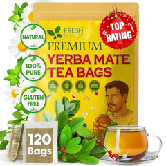 FRESHDRINKUS front packaging showing 120-count tea bags and clear branding benefit: convenient supply