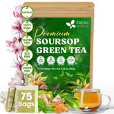 FRESHDRINKUS front packaging displaying 75 tea bags and kraft pouch, convenient freshness