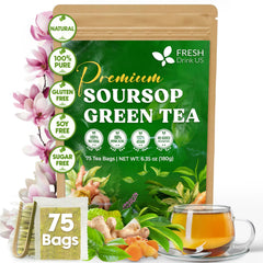 FRESHDRINKUS front packaging displaying 75 tea bags and kraft pouch, convenient freshness