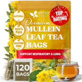 FRESHDRINKUS front packaging showing 120 mullein tea bags and brand clarity
