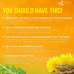 FreshDrinkUS dried dandelion leaves and roots showing natural texture