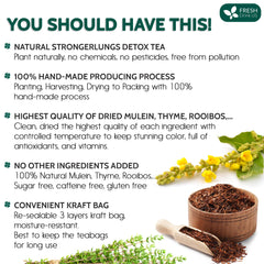 FRESHDRINKUS tea bag close-up displaying fine mesh and herbal blend, highlights convenience