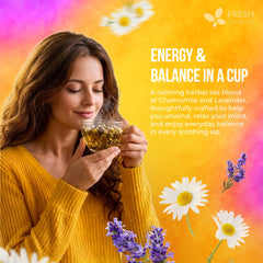 FreshDrinkUS tea bag steeping in cup releasing floral aroma for relaxation