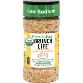 FreshJax front label showing Brunch Life seasoning and low-sodium claim
