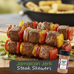 Grilled chicken rubbed with FreshJax Jamaican jerk seasoning showing crisp, caramelized crust