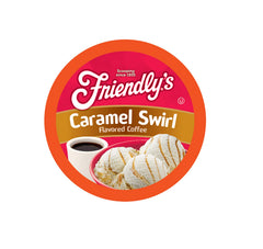 Friendly's front packaging showing caramel swirl pods and count benefit