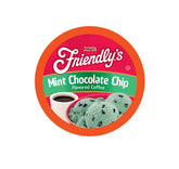 friendly's box front showing mint chocolate chip pods and clear brand benefit
