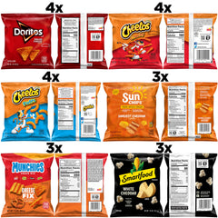 Frito-Lay inner single-serve bags laid out to show included varieties and counts