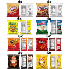 Frito-Lay variety pack opened to reveal assorted single-serve bags for easy serving