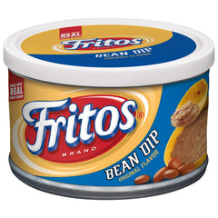 Fritos open can close-up of creamy bean texture for easy scooping