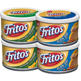 Fritos front packaging showing the 4-can variety pack and easy serving