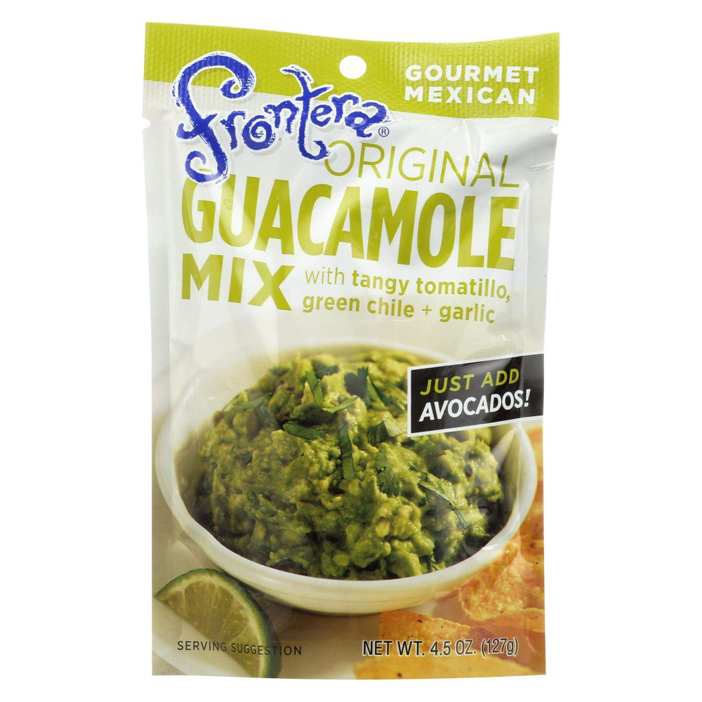 Frontera Foods front packaging of Original Guacamole Mix showing product and case convenience