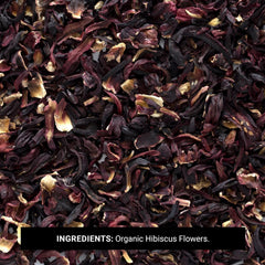 Frontier Co-op close-up of dried hibiscus petals showing texture and bright red color
