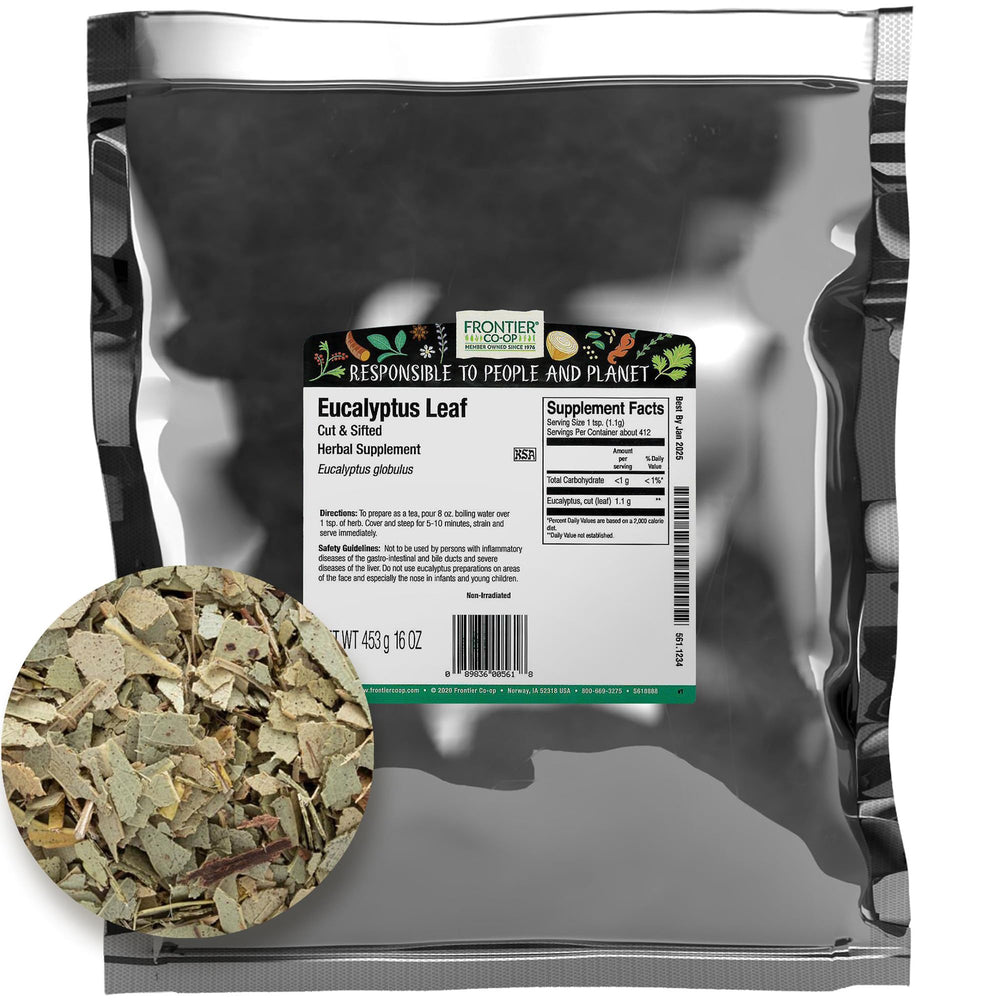 Frontier Co-op front packaging showing 16 oz bag and clear label for freshness