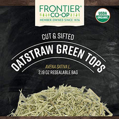 Frontier Co-op close-up of cut and sifted oatstraw texture and soft color