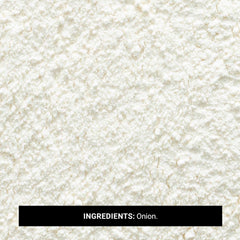 Frontier Co-op close-up texture of white onion powder showing fine grind for even seasoning