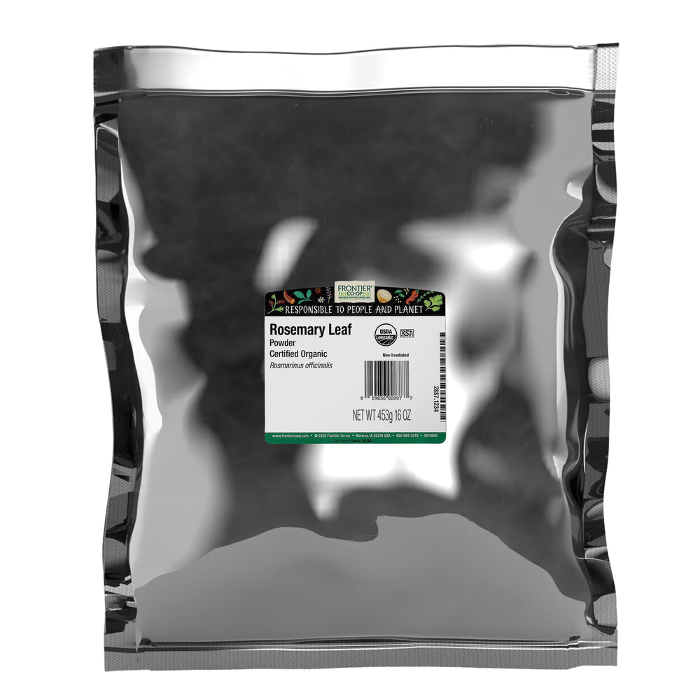 Frontier Co-op rosemary powder front of bag showing label and net weight