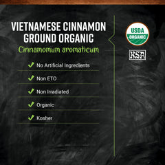 Close-up texture of Frontier Co-op Vietnamese ground cinnamon highlighting fine powder and intense aroma quality