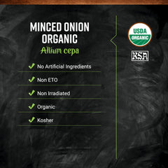 close-up of Frontier Co-op minced onion texture highlighting dried flakes and rich aroma