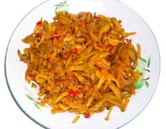 Fuling served on noodles and rice to add umami and mildly spicy flavor