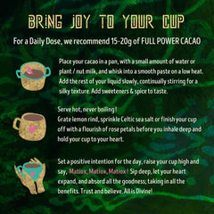 Full Power Cacao chunks melting in pot illustrating smooth melting and richness