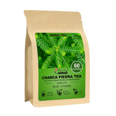 FullChea front packaging showing 60-count chanca piedra tea bags and clear labeling benefit convenience