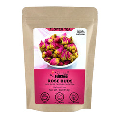 FullChea front packaging showing 4oz edible rose buds and clear labeling benefit