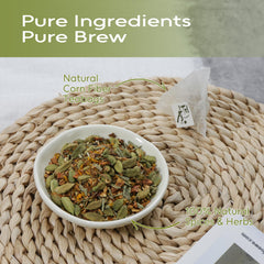 FullChea tea steeping in cup releasing warm spice aroma and comforting warmth