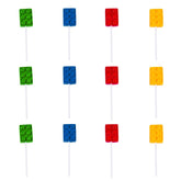 Fun Express front packaging showing 12-pack brick-shaped lollipops for party convenience