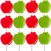 Fun Express front packaging showing 12 apple-shaped lollipops and clear branding